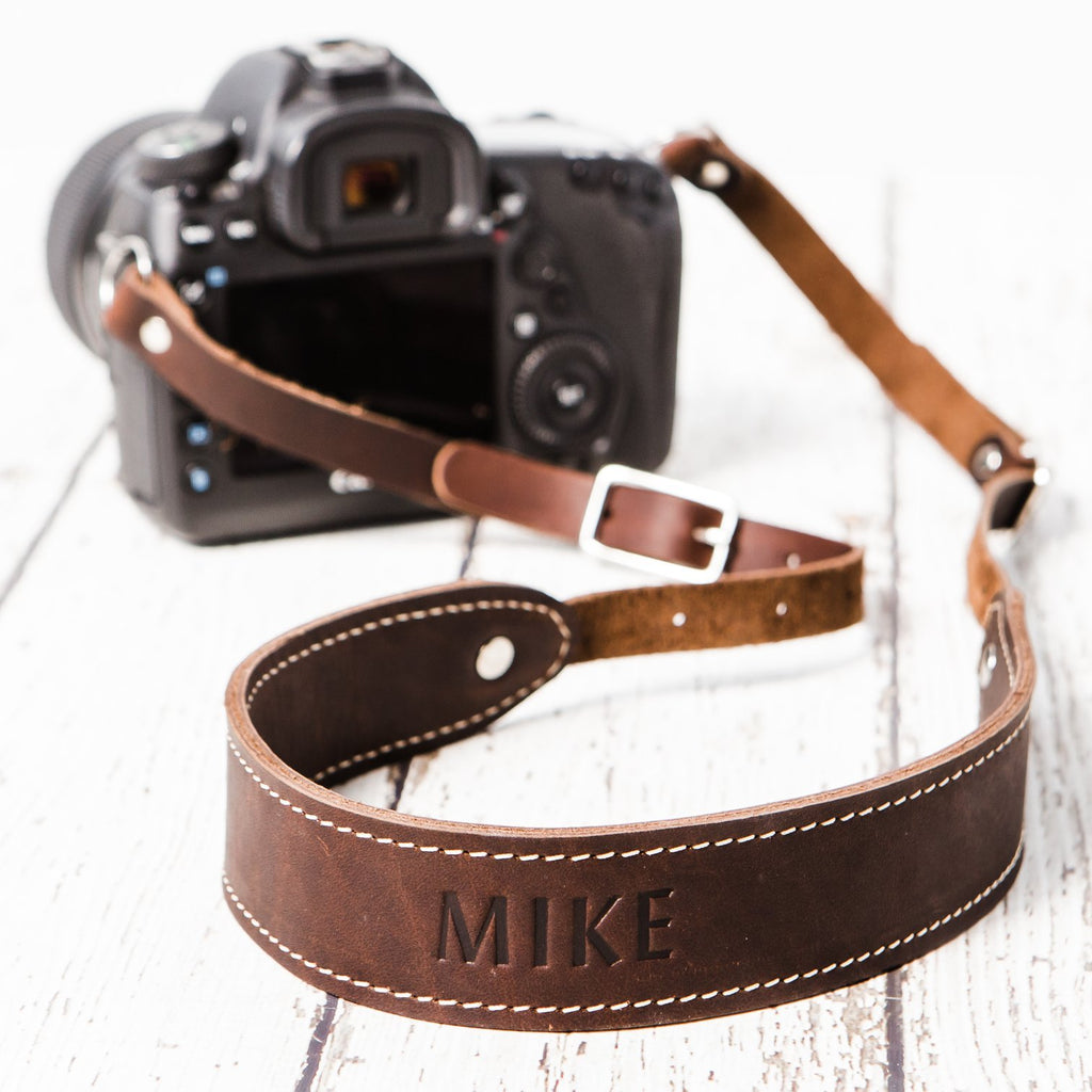 Lange Leather Camera Strap with Monogram